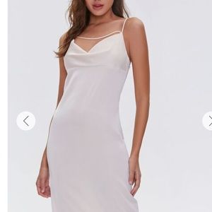 NWT Cream Satin Cowl Neck Midi